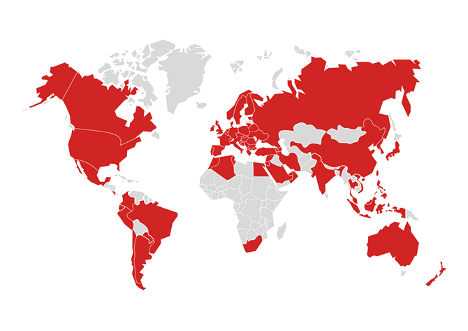 Países onde existe pelo menos um sistema de Salvagnini